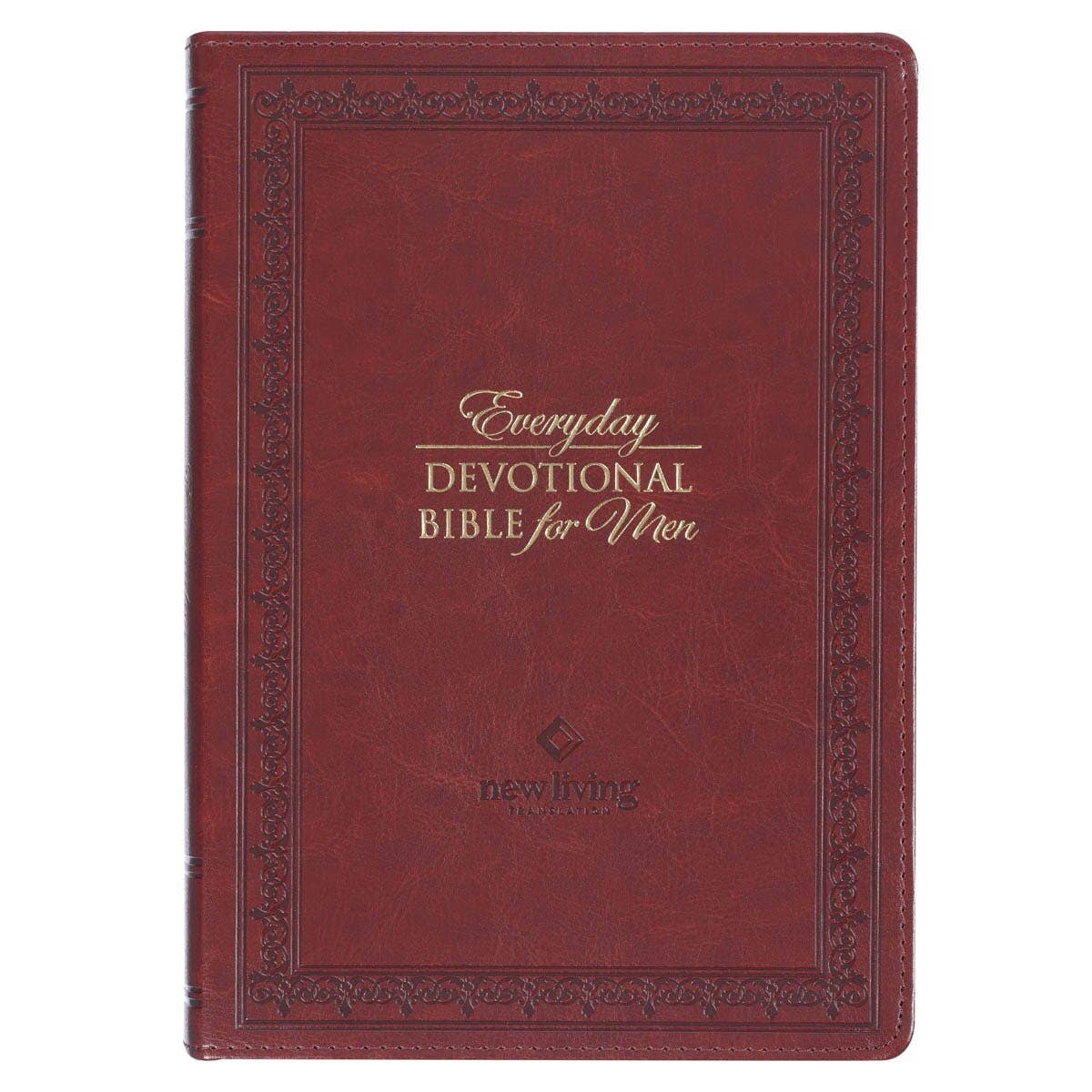 Christian Art Gifts - Devotional Bible NLT for Men Faux Leather, Saddle Tan