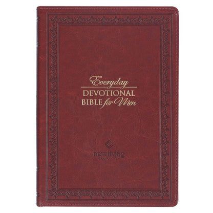 Christian Art Gifts - Devotional Bible NLT for Men Faux Leather, Saddle Tan
