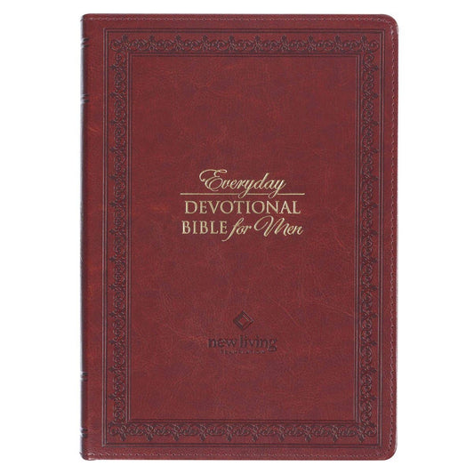Christian Art Gifts - Devotional Bible NLT for Men Faux Leather, Saddle Tan