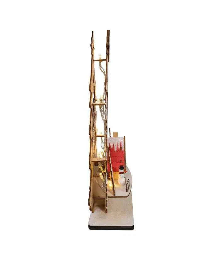15" Bo Plywooden LED Tree W/Village Scene