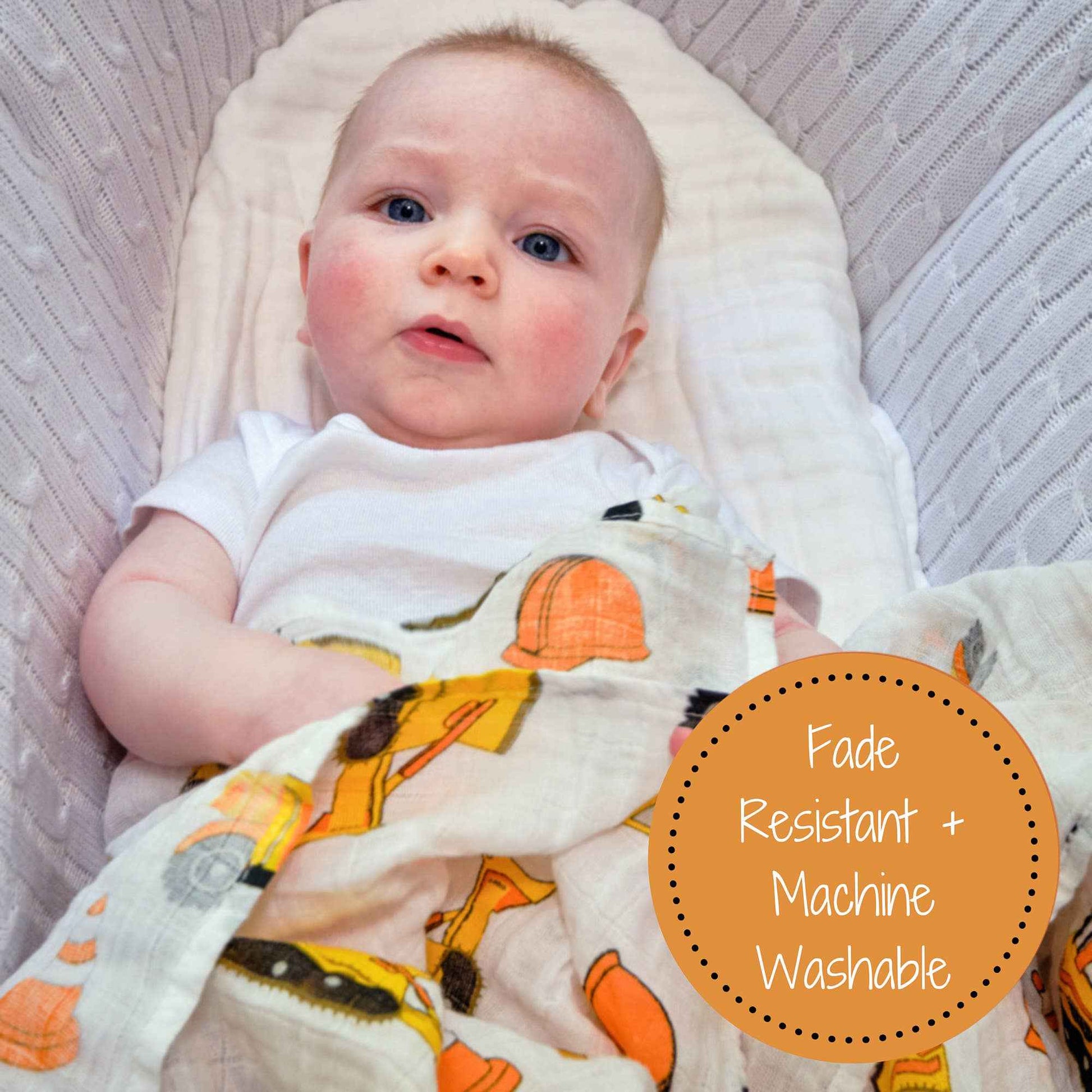 LollyBanks - Under Construction Baby Muslin Swaddle Blanket
