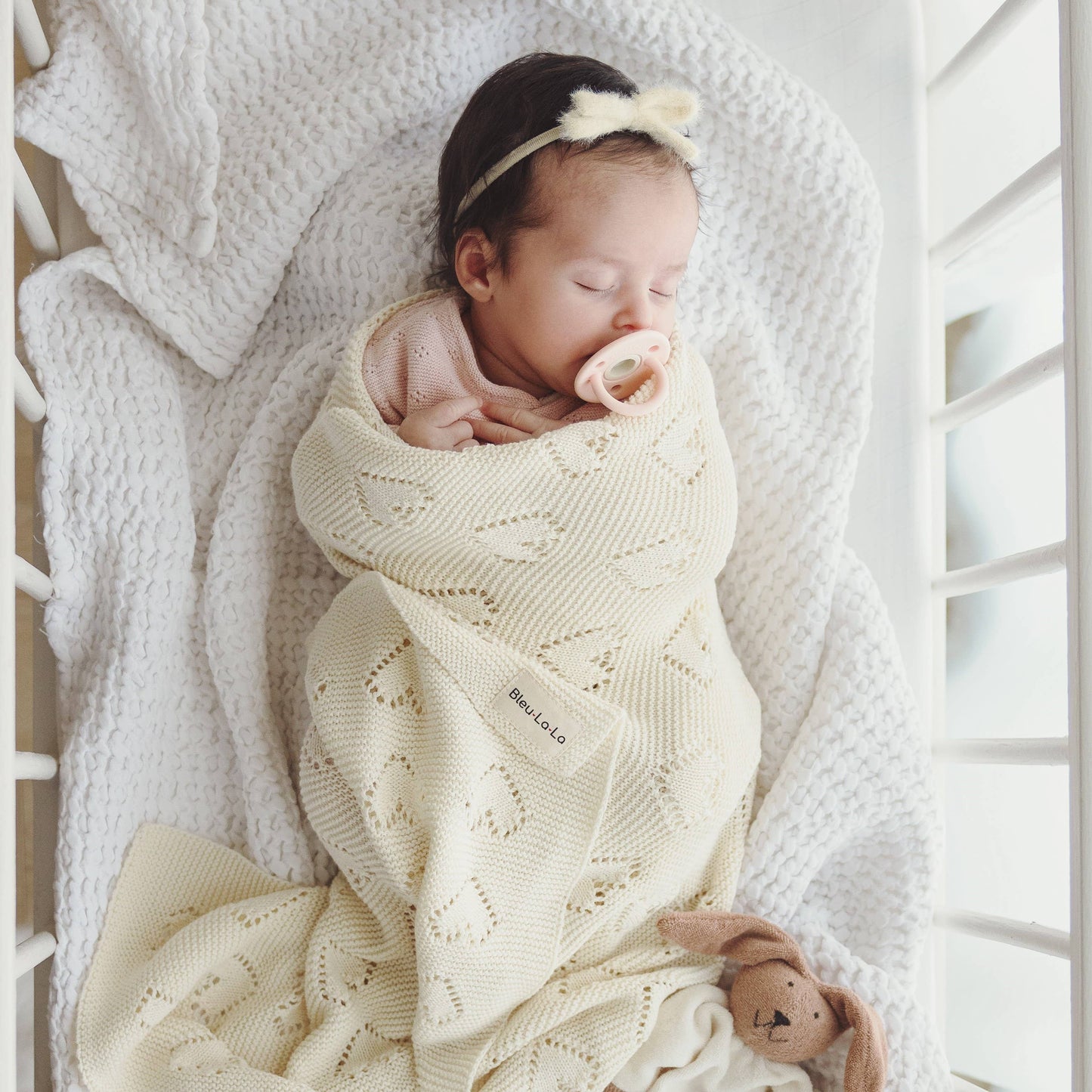 Receiving Swaddle Baby Blanket - Heart: Cream