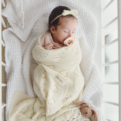 Receiving Swaddle Baby Blanket - Heart: Cream