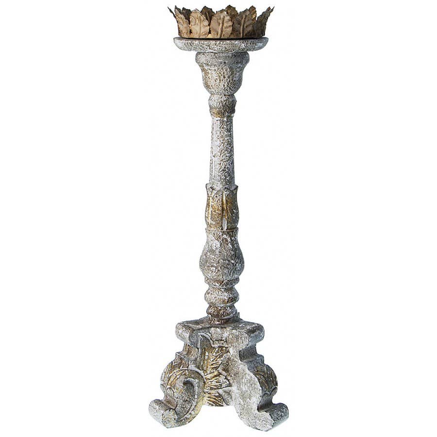 Vintage Style Wooden Candle Holder with Distressed Finish