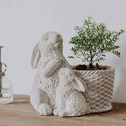 Vagabond Vintage - CEMENT RABBITS PLANTER