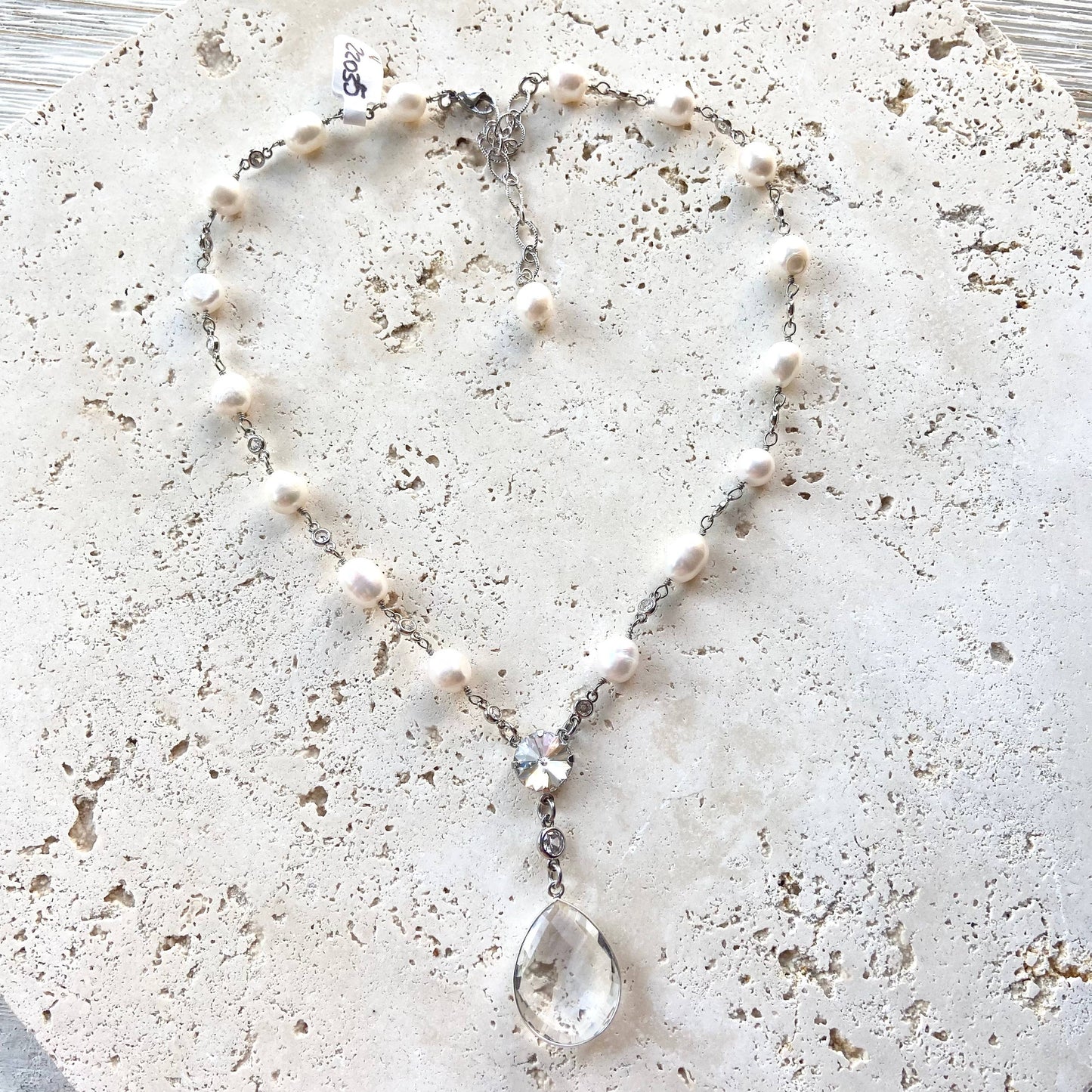 Pearl necklace boutique jewelry bridal silver ocean beach