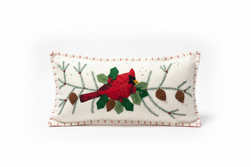 White Cardinal Pillow 8 x 15