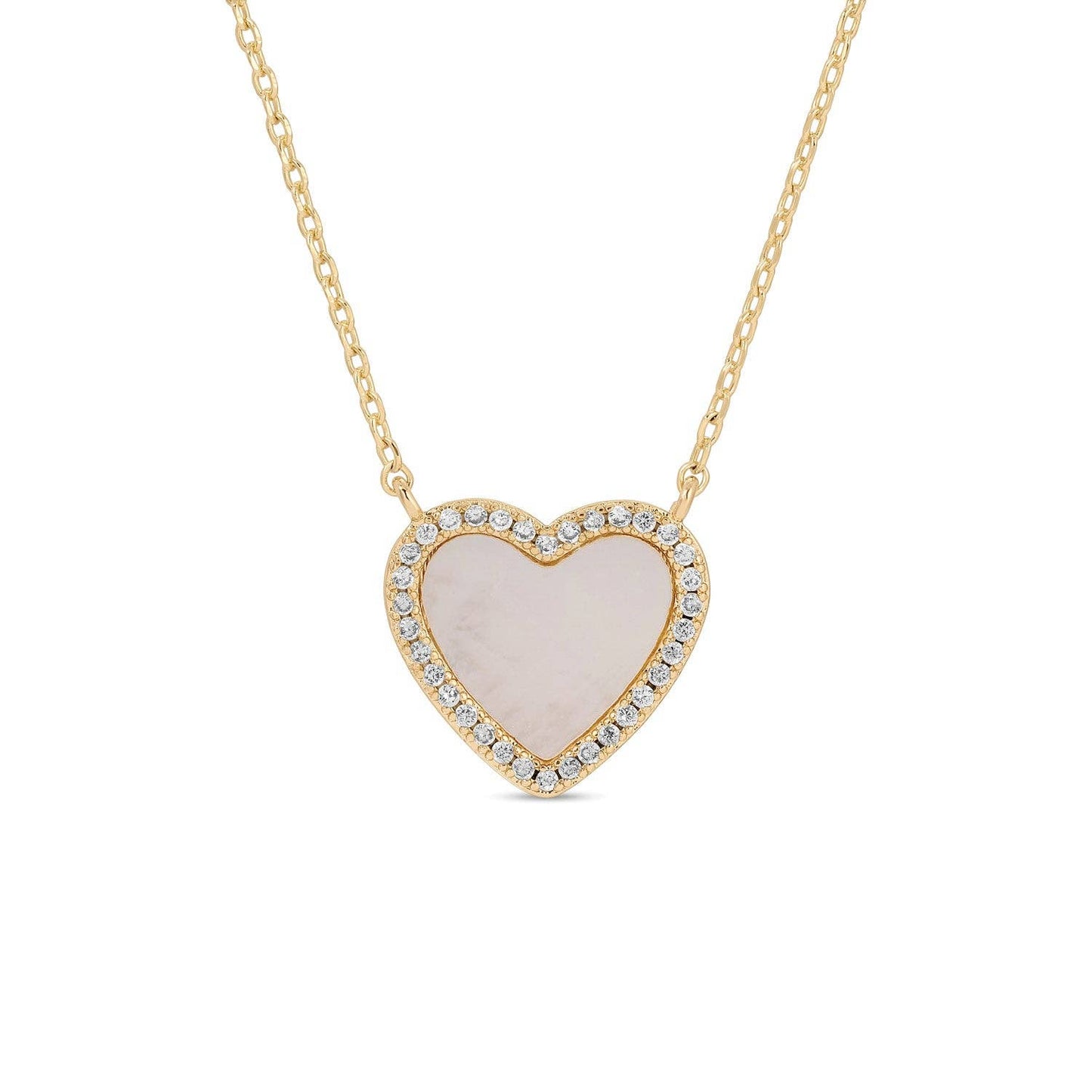 My Heart Is Yours, Shell Pave Heart Necklace