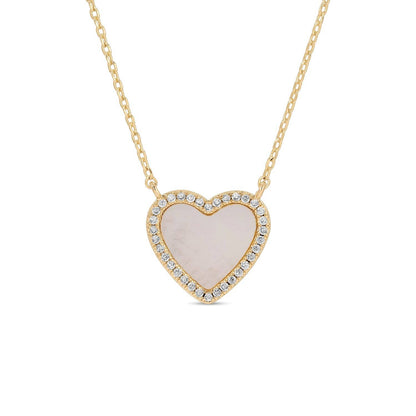 My Heart Is Yours, Shell Pave Heart Necklace