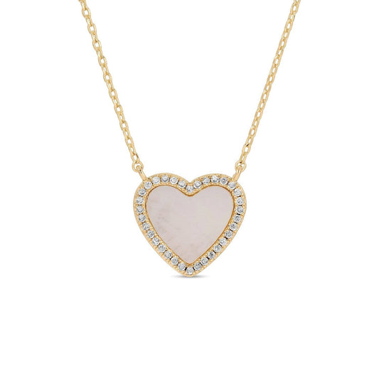 My Heart Is Yours, Shell Pave Heart Necklace
