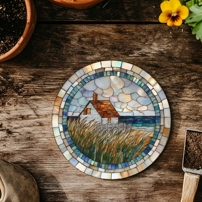 Coastal Cottage Mosaic Ceramic Coaster SET OF 4
