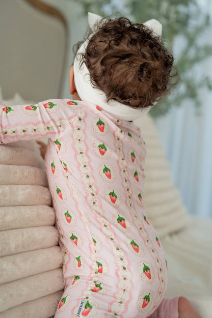 Strawberry Stripe Zippy | Kids Convertible Zip-Up Romper PJ