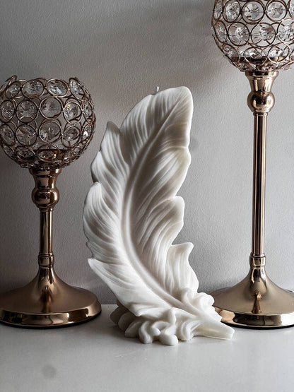 Huge Feather Candle 9.5x5in - Flowers