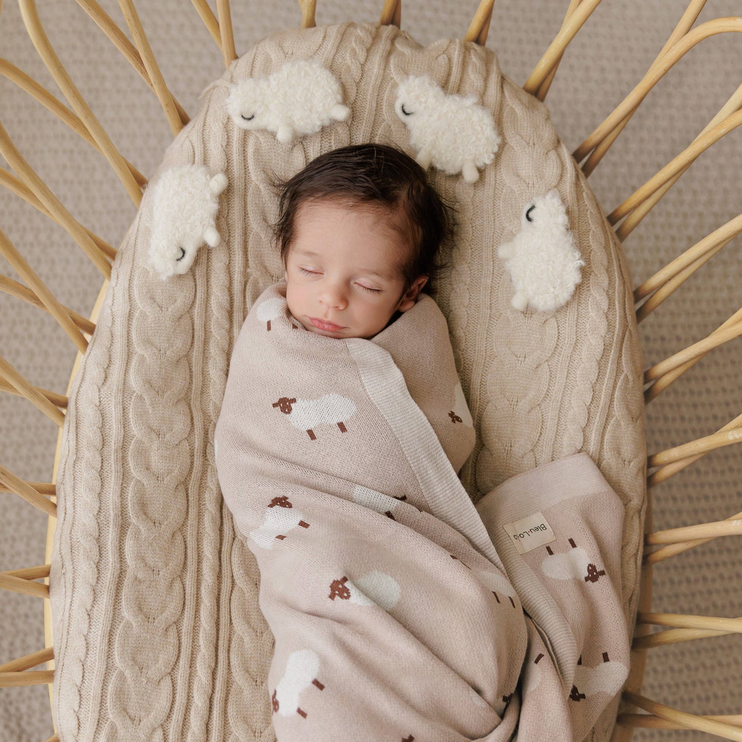 Receiving Swaddle Baby Blanket - Sheep: Taupe