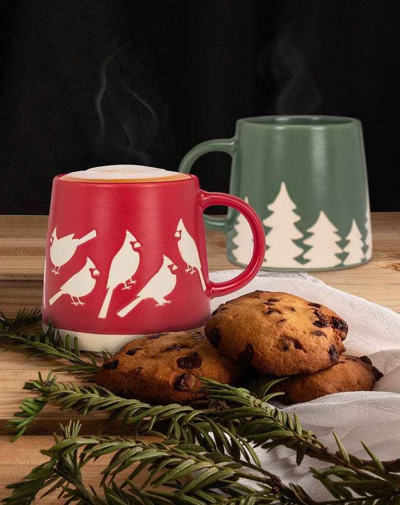 Wide Base Mug with Cardinals