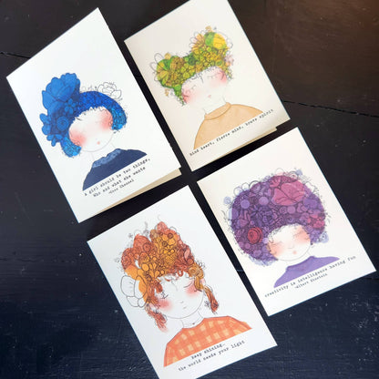 Garden Girls- packaged notecard set of 4