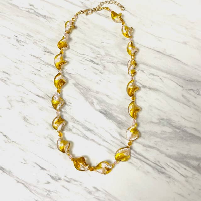 Anita K By Blushing Pink - Murano Twisted Glass With Crystal Necklace