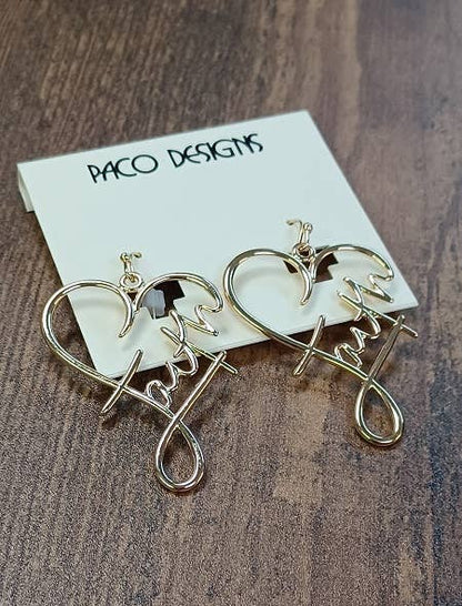 Faith in Love Heart Earrings- Gold
