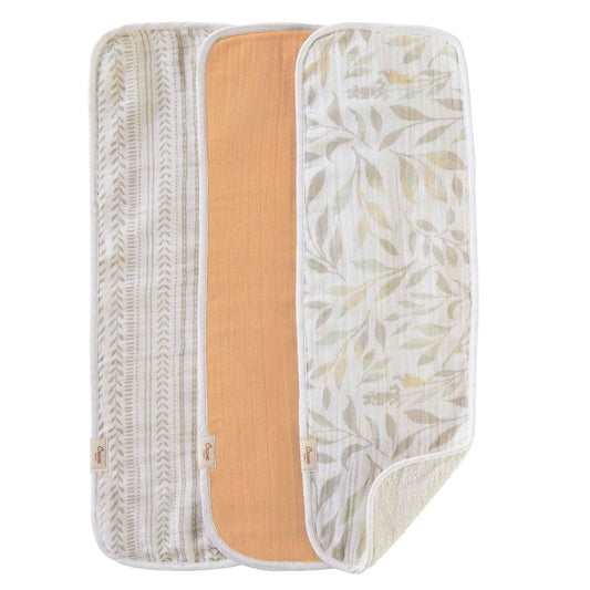 Crane Baby - Willow Copper Muslin & Terry Cloth Baby Burp Cloth (3 Pack)