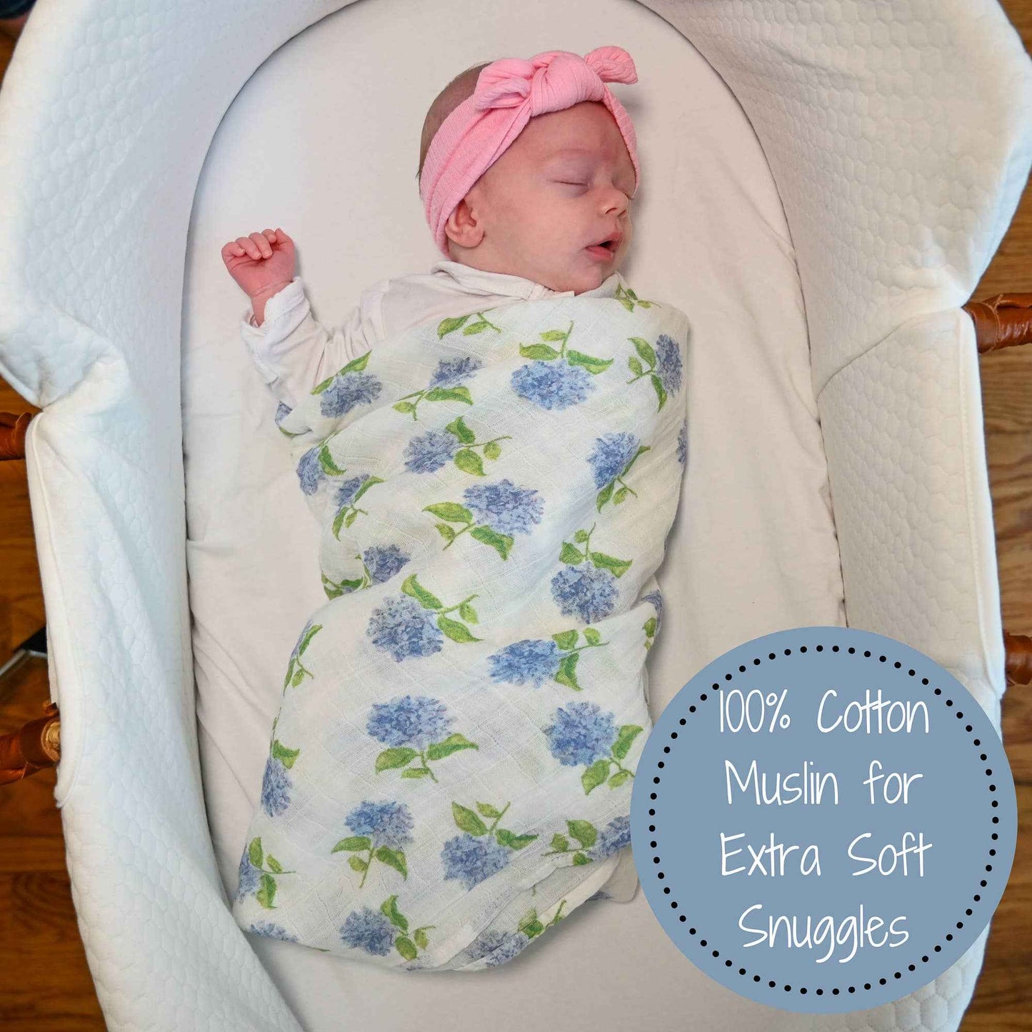 LollyBanks - You Had Me At Hydrangea Baby Muslin Swaddle Blanket