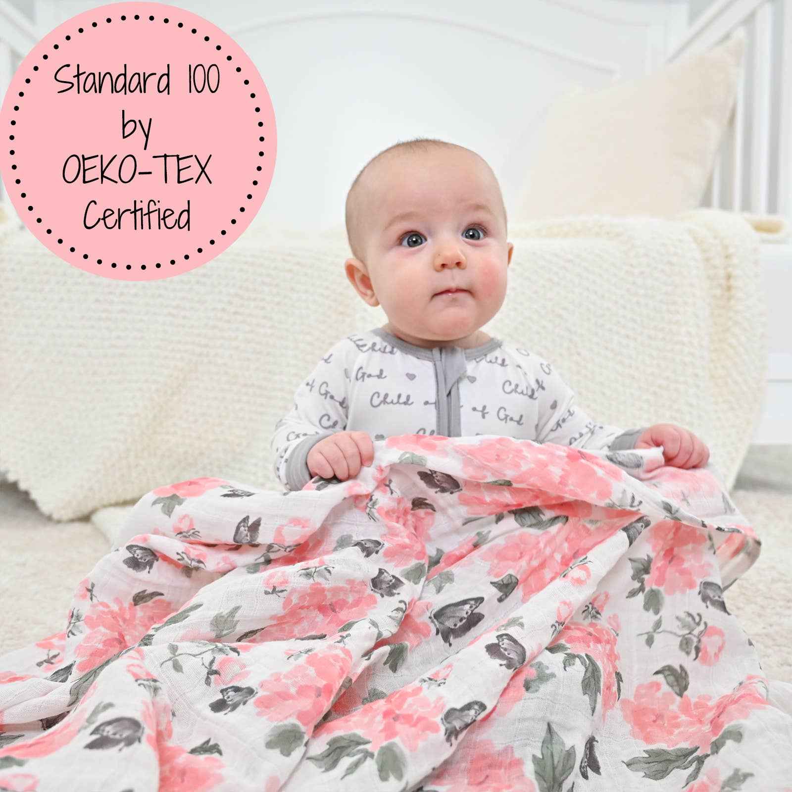 LollyBanks - Pretty in Peony Baby Muslin Swaddle Blanket