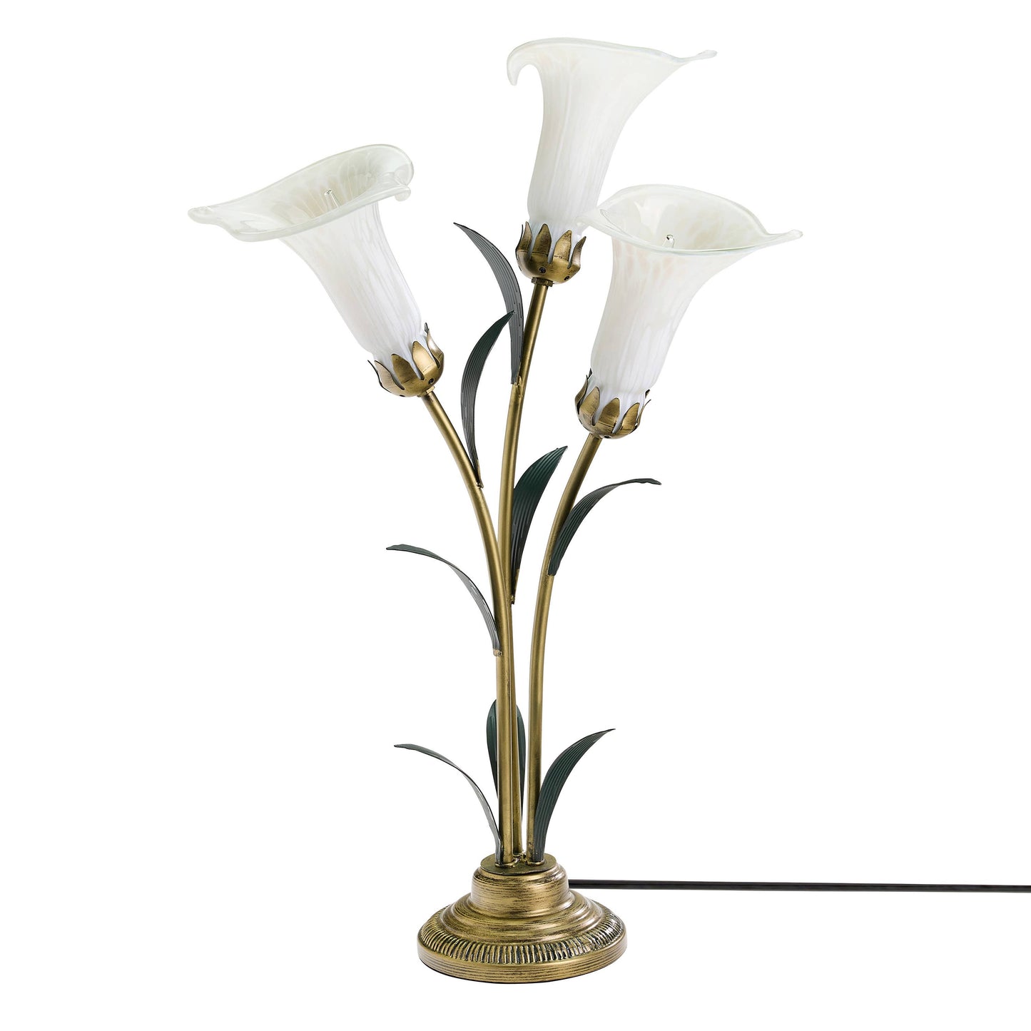 23.5" 3-Light White Handblown Glass Calla Lily Table Lamp