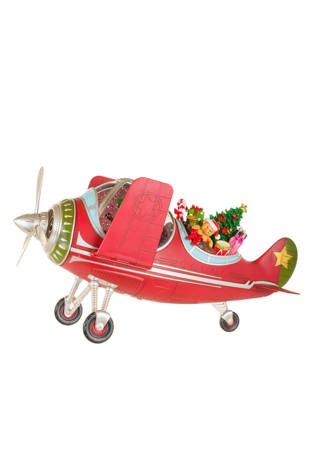 Red Led Airplane Snow Globe With Gifts & Decorations