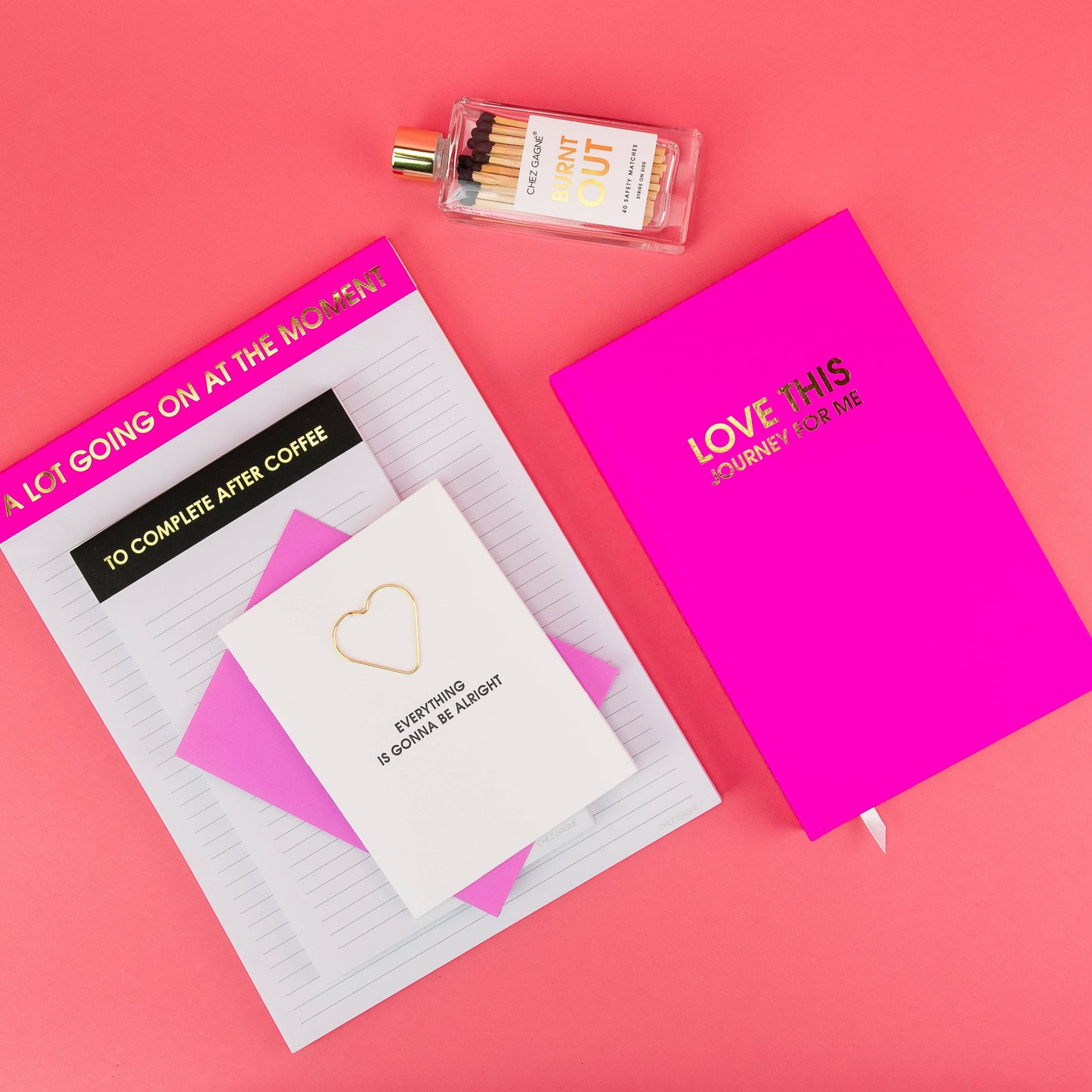 Chez Gagné - A Lot Going On At The Moment - Large Memo Lined Notepad - Bright Pink - 65 perforated pages - 10x8