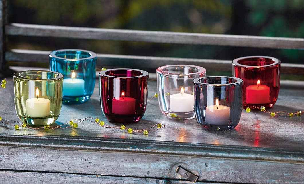 Classic Tealight Holder Blush Glass Christmas