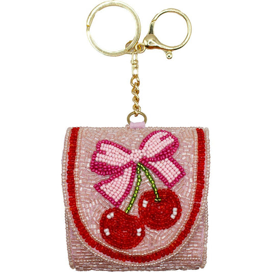 CHERRY BOW BEADED AIRPOD HOLDER