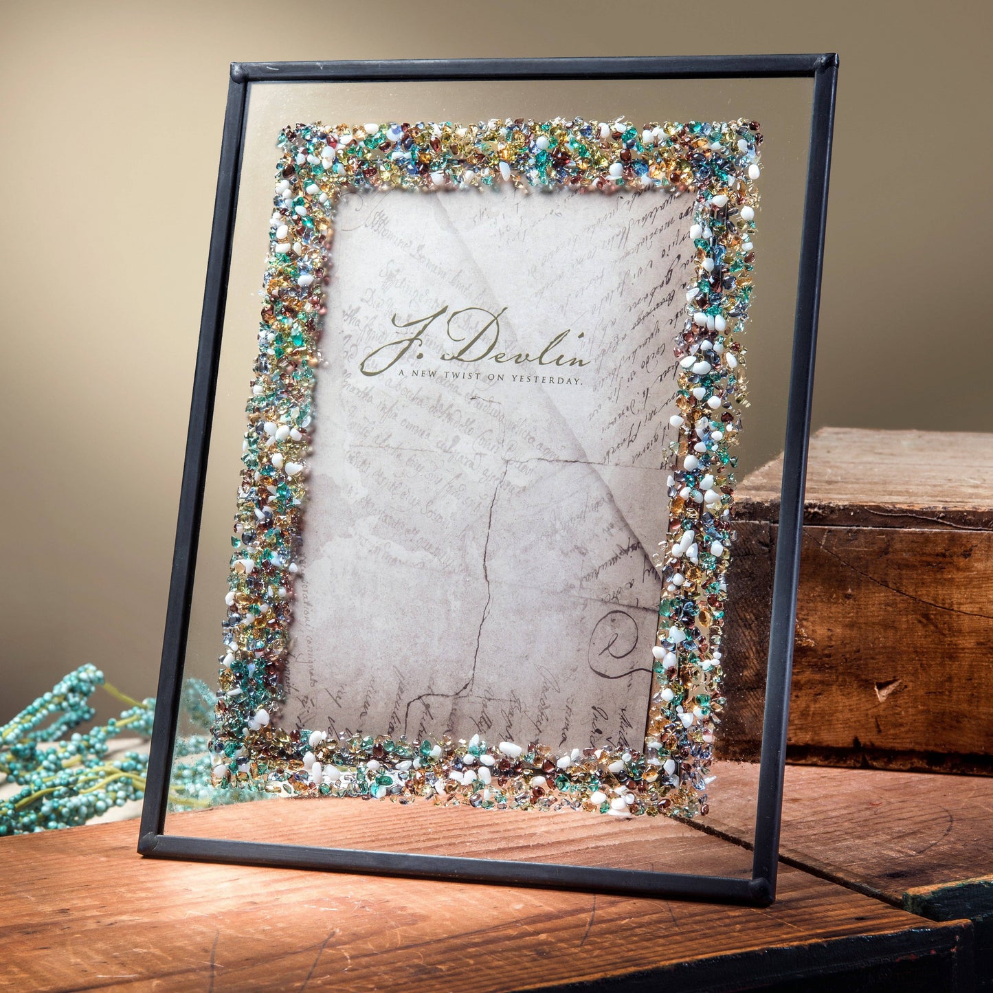 Pic 456 Multi Colored Fused Glass Chips on Clear Frame Series
