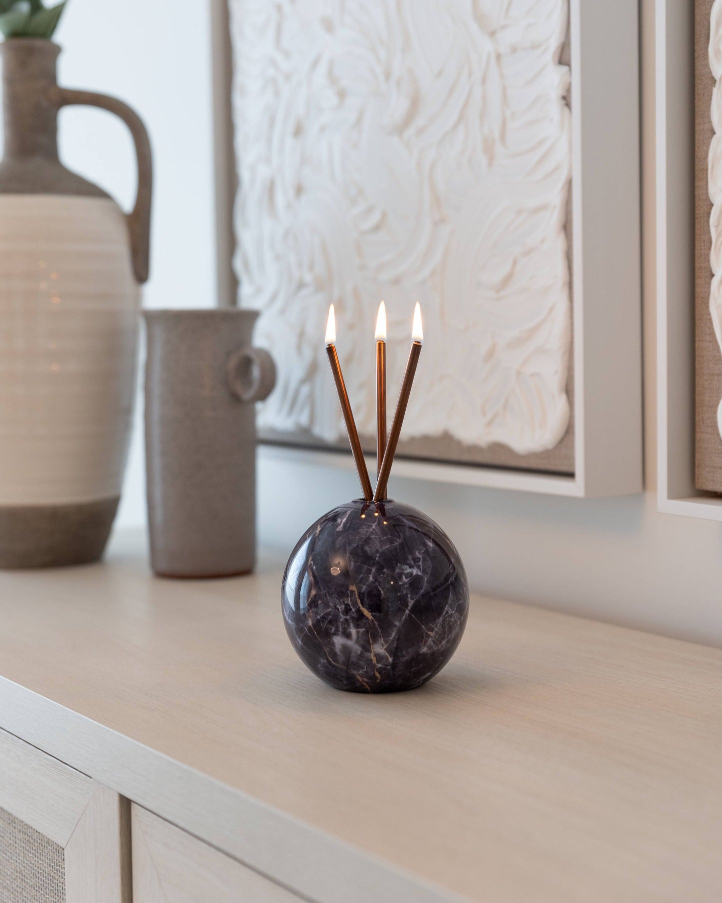 Neva Charcoal Marble Vase for Everlasting Candles