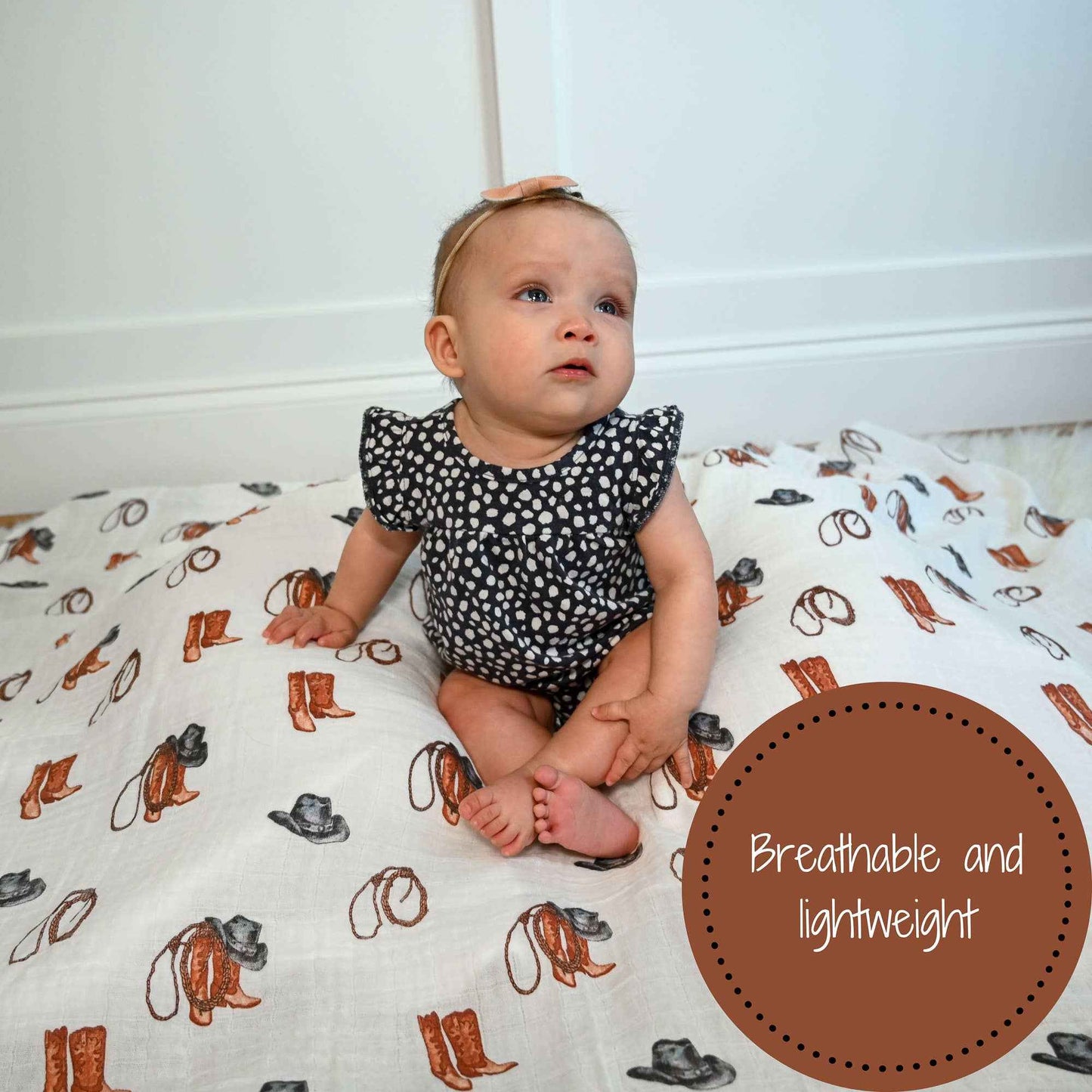 LollyBanks - Life Is Better In Boots Western Baby Muslin Swaddle Blanket