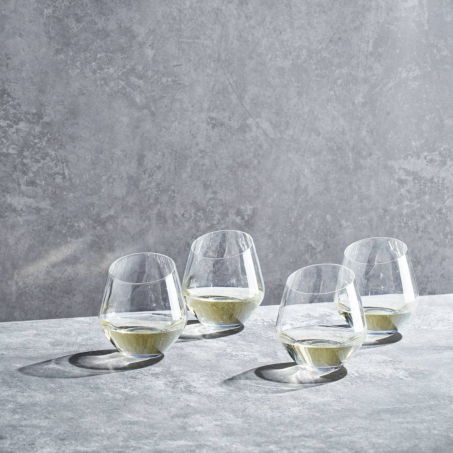 Slanted Clear Stemless Wine Glass | Set of 4