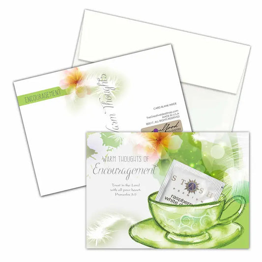 Tea Greeting Card with Real Tea Bag - Thoughts Encouragement
