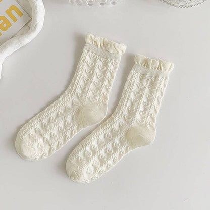 Calcetines blancos con borde enrollado para mujer