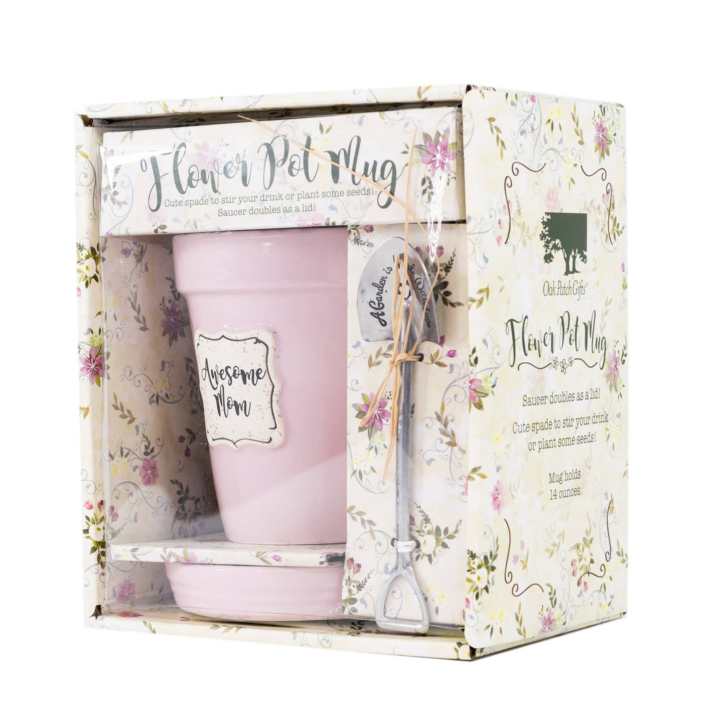 Divinity Boutique - Pink Flower Pot Mug - “Awesome Mom” Without Scripture