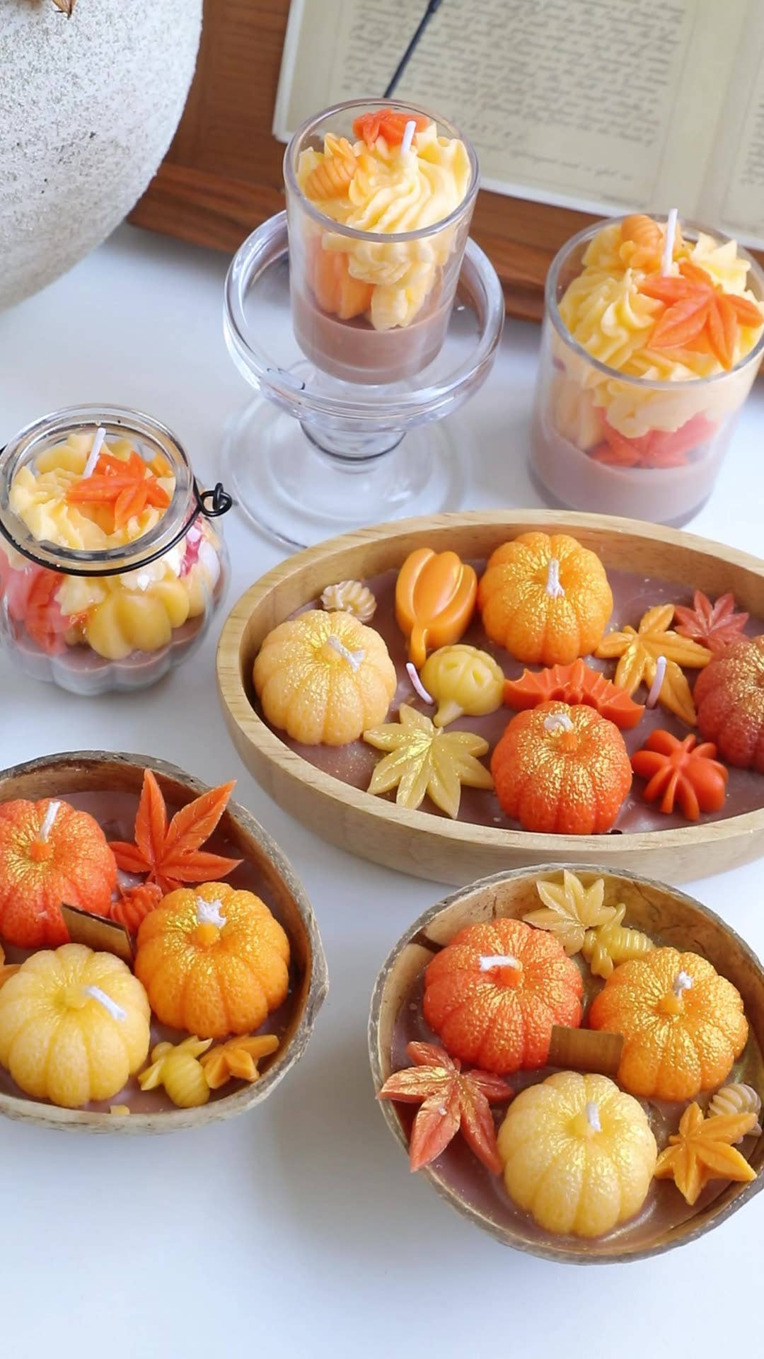 Velas Meta - Vela perfumada de calabaza, Halloween, Acción de Gracias y hoja de arce