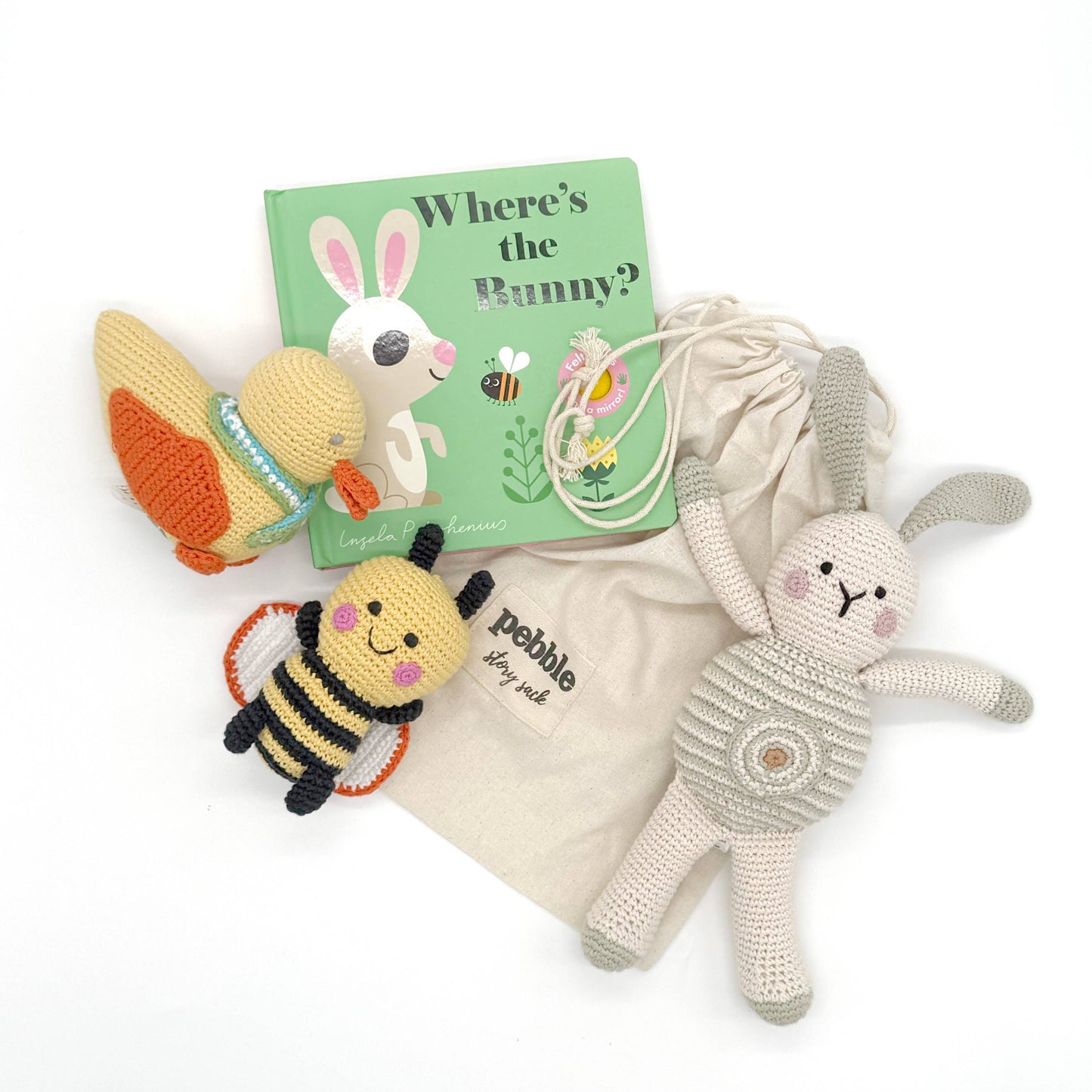 Pebble - Where’s the Bunny? Story Sack – Book & Toy Gift Set