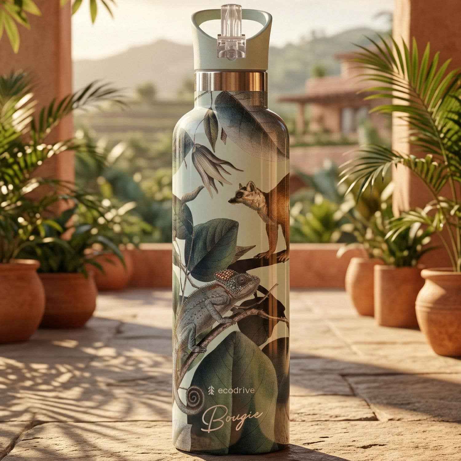Ecodrive | Jungle Lemur Insulated Water Bottle Flask 25 oz
