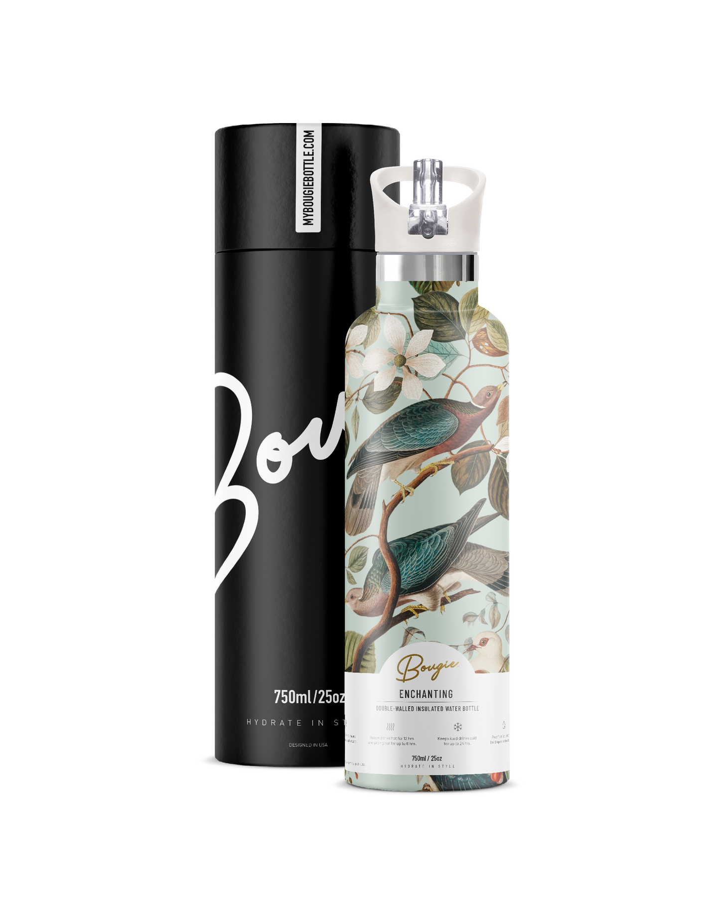 Enchanting | Bird & Garden Insulated Water Bottle Flask 25oz