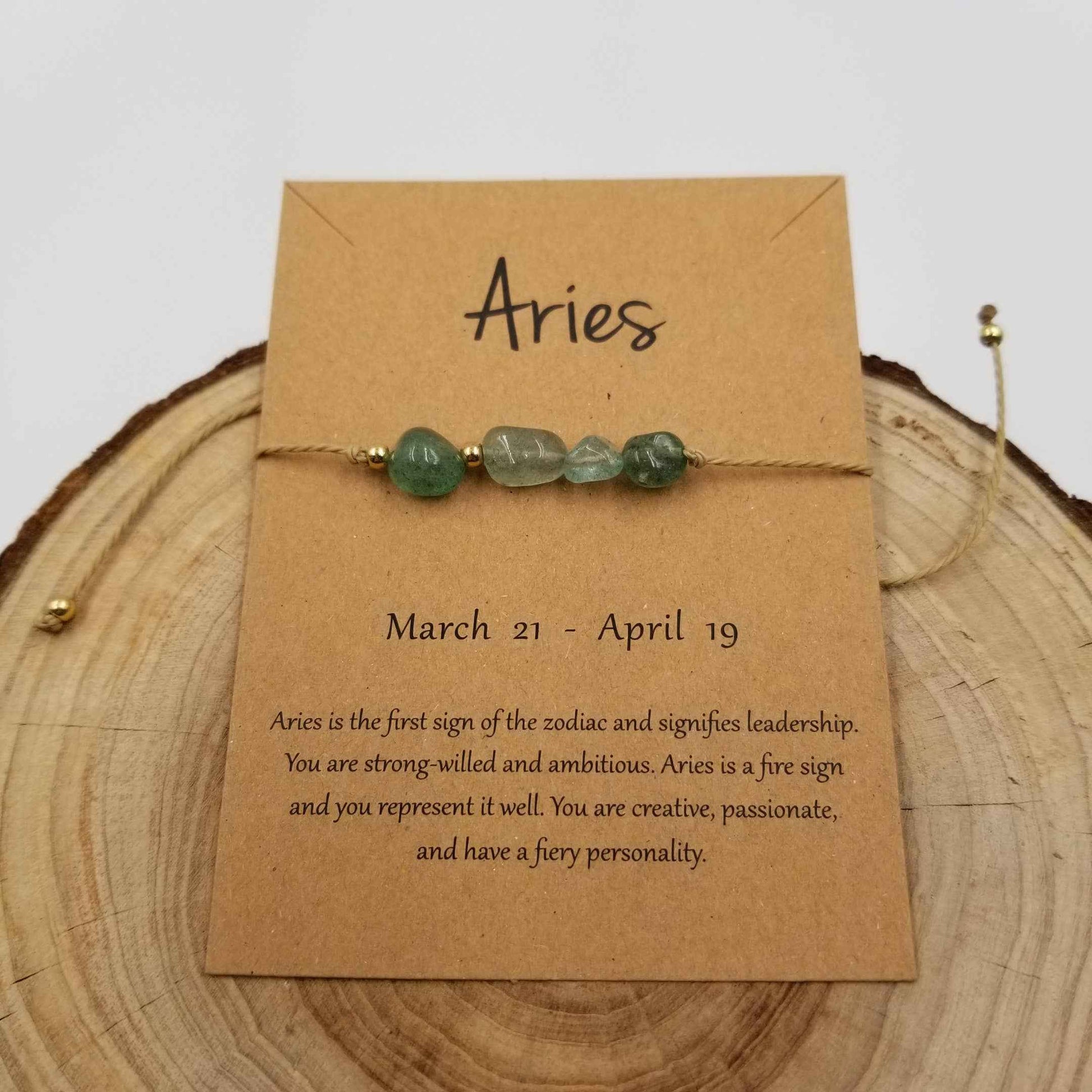 Natural Stone Handwoven Constellation Bracelet with Card: Leo