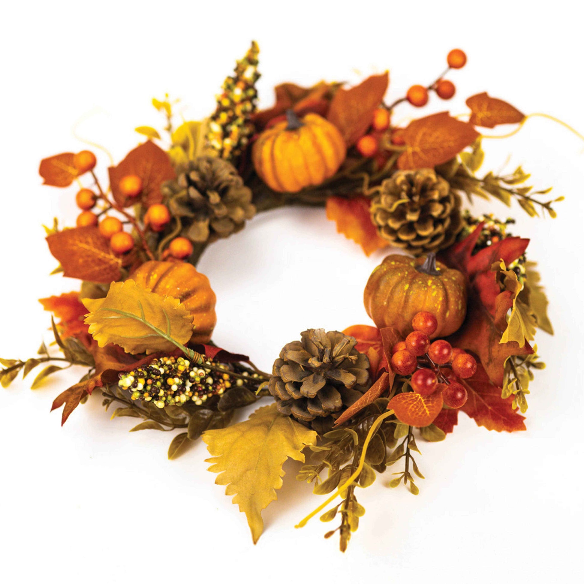 Autumn Leaves & Berries Candle Ring – Fall Home Decor