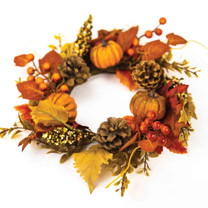 Autumn Leaves & Berries Candle Ring – Fall Home Decor