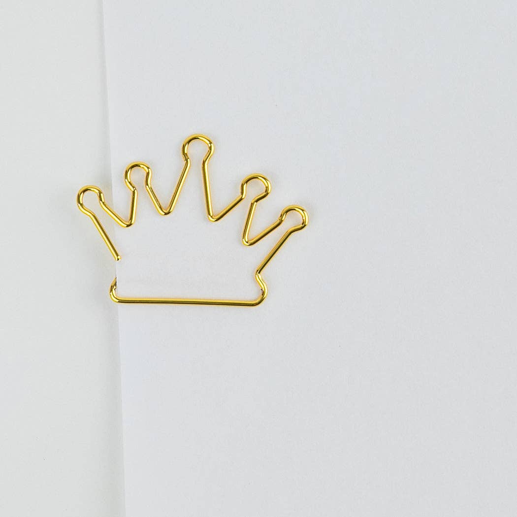 Corona - Clips de papel chapados en oro únicos - Paquete de 25
