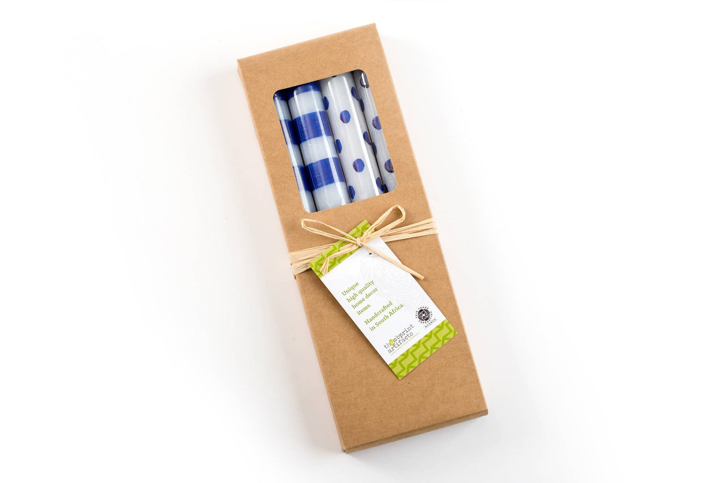 Blue Dots & Stripes Tapers - Gift Box of 4