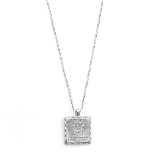 Love, Grace, Gratitude Etched Necklace