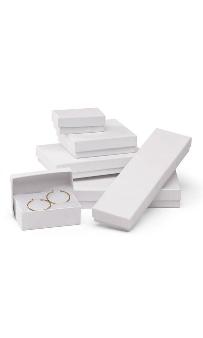 Cotton-Filled Jewelry Boxes Assortment Set: White Embossed / Case of 75 / Assorted