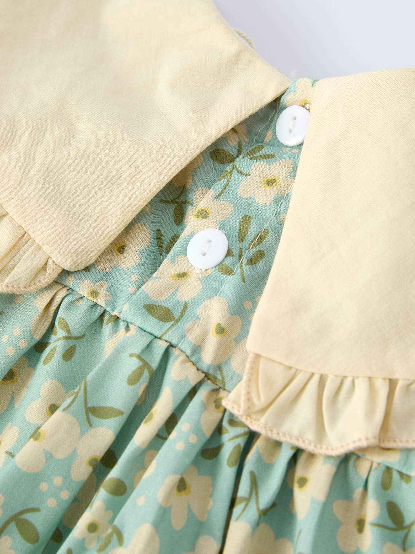 Spring Floral Print Long-Sleeved Romper and Dress Matching Headband: 6 / Dress