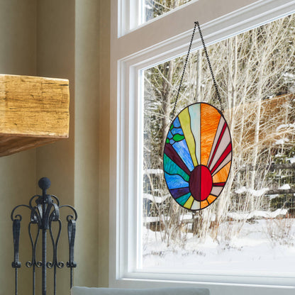 12.75" Isaiah Earth Wind Fire Stained Glass Panel